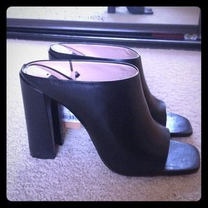 Zara Black Leather Mules