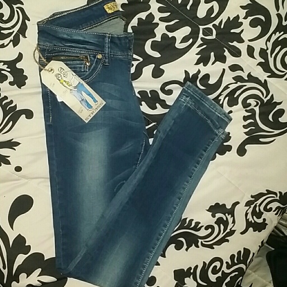 Dark blue bleached center jeans never worn size 7 - Picture 1 of 2