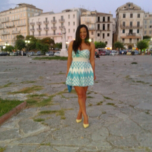 Amazing turquoise & white vintage baby doll dress