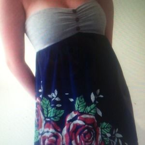 flowered strapless dress