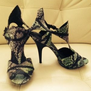 Faux Snakeprint Multicolor Heels