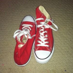 Red high top converse sneakers