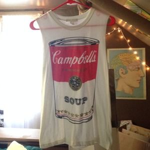 Sleeveless Campbell's soup shirt