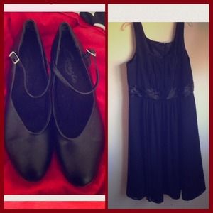 ✨Black dress & leather black heels✨