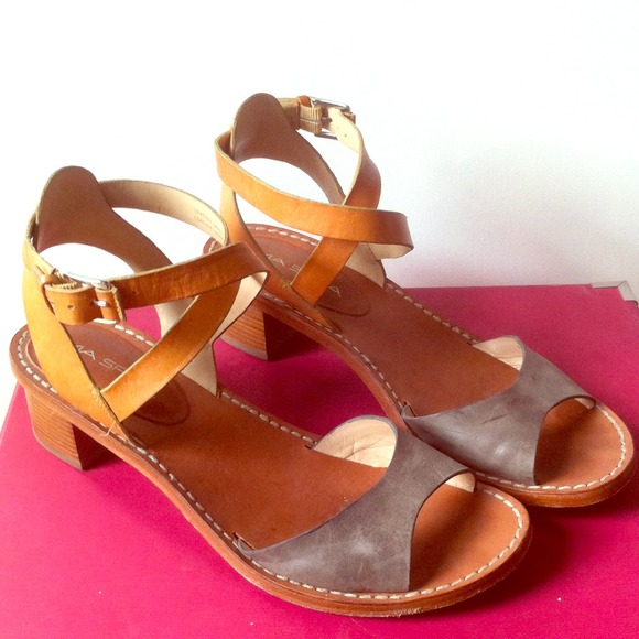 Beautiful brown grey summer leather sandals
