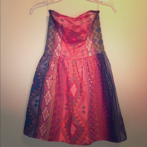 Strapless Aztec dress
