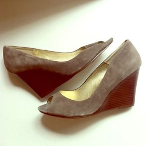 Nine West Suede Open Toed Wedges