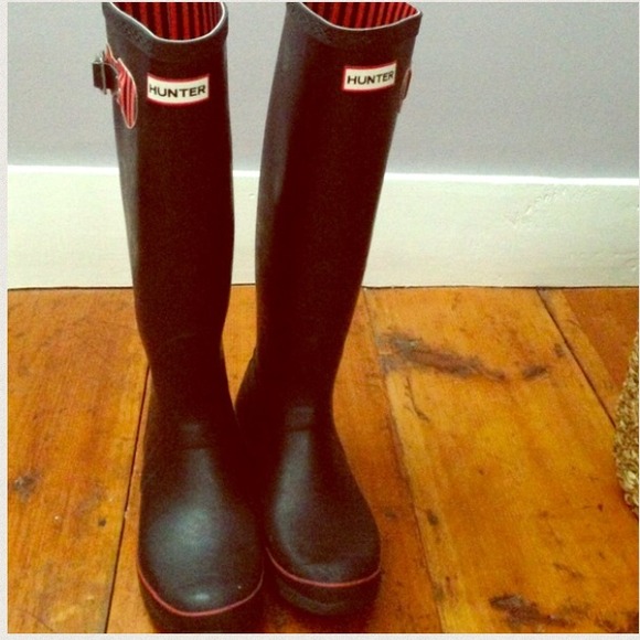 Special edition tall black hunter rain boots