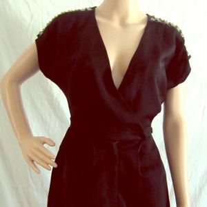 Silky Romper with Studded Shoulders