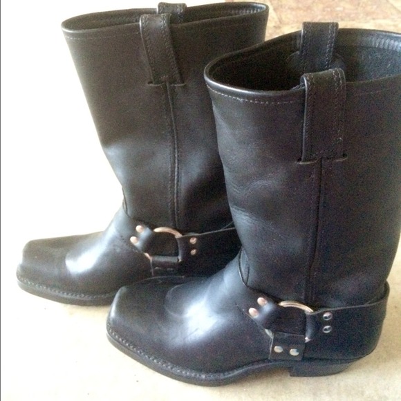 Black square toe FRYE riding boots