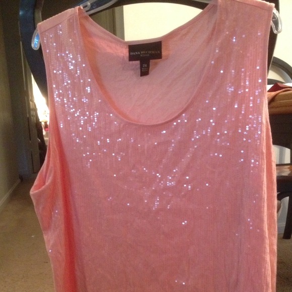 Peach sequin tank top