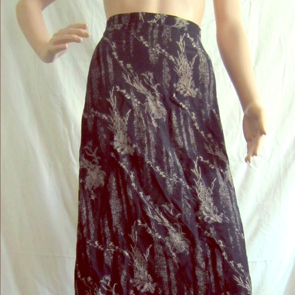 Handmade China Silk Maxi Skirt with Bamboo Pattern - Picture 1 of 2