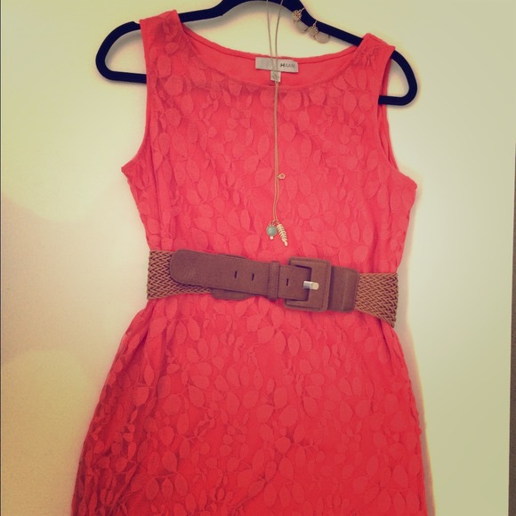 🌸 Coral/Orange Lace Dress 🌺