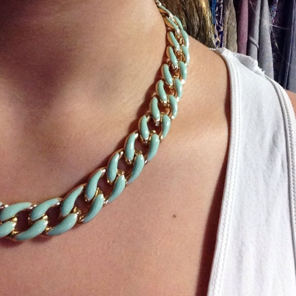 Tiffany blue and gold reversible necklace