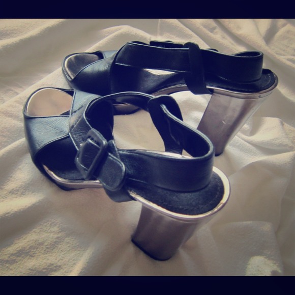 Strappy Sandals with Metal-Look Heel