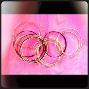 Silver, Gold, Black bangles