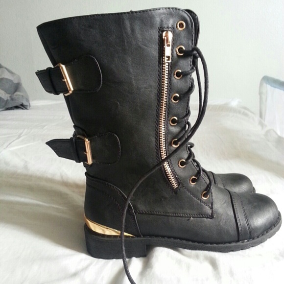 Black combat boots