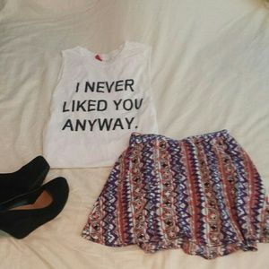 Tribal Print Flare Skirt