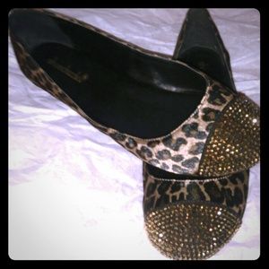 NWT  Leopard Print Embellished Ballet Flat 9.5