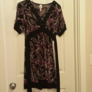 Purple and Grey V Neck Formal Dress