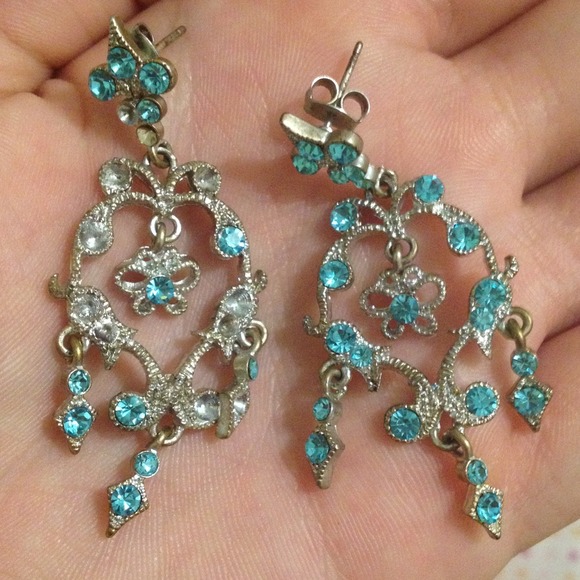 Aqua blue hanging earrings