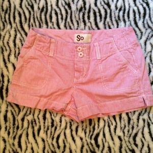 Red and white railroad stripped shorts