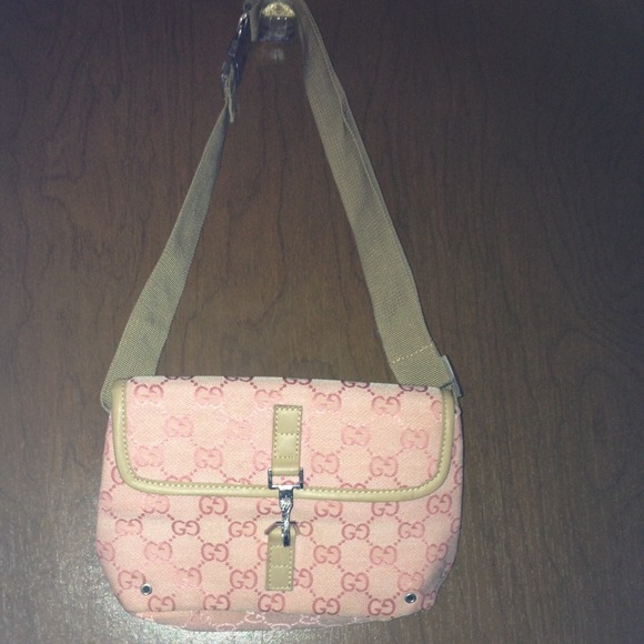Pink and khaki Gucci waist purse
