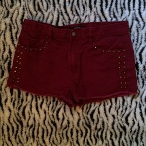 Studded burgundy shorts