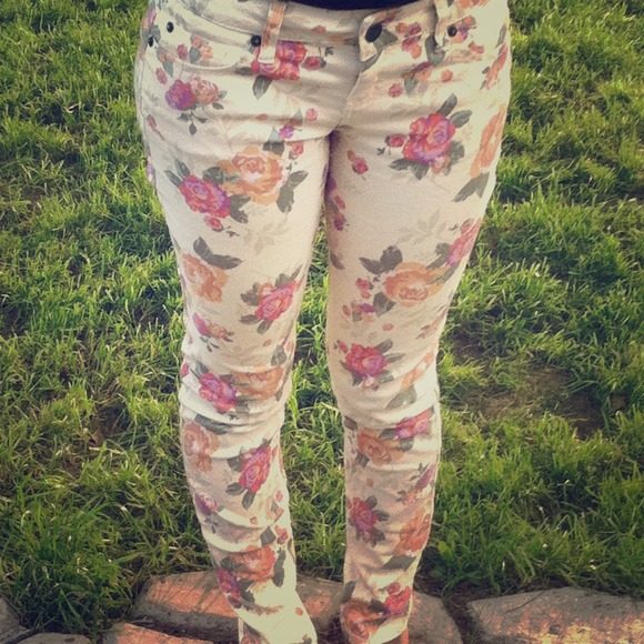 Floral Print Jeans