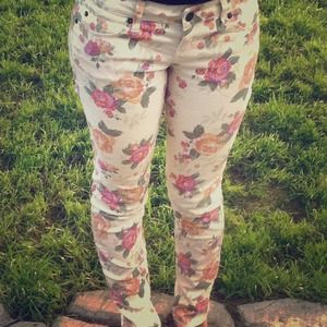 Floral Print Jeans
