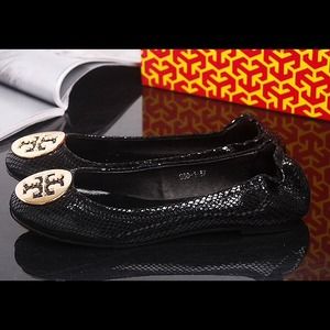 Tory Burch Reva Metallic Snakeskin