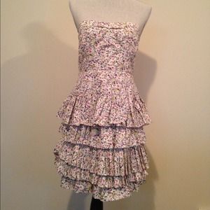 J. Crew floral ruffled strapless sweetheart dress