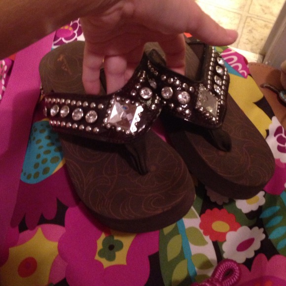 Mint and west flip flop bling brown sz 7