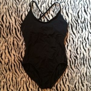 Black spandex leotard
