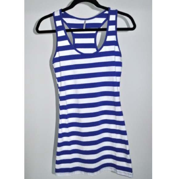 NEW White and blue stripped Bodycon dress LARGE