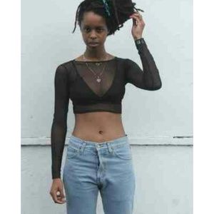 Black Mesh Crop Top