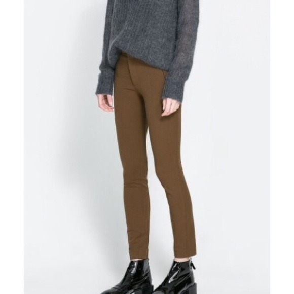 Zara Olive Legging Style Trousers - Picture 1 of 4