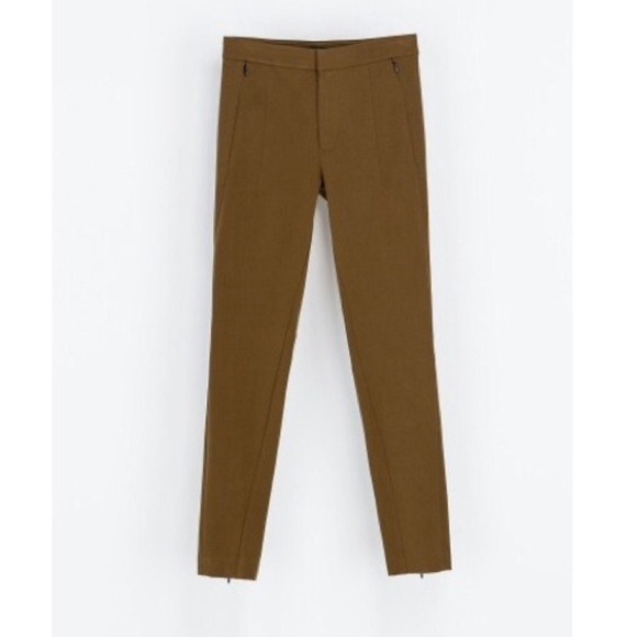 Zara Olive Legging Style Trousers - Picture 3 of 4