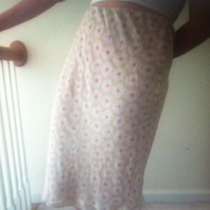 flowered knee length skirt