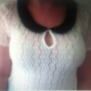 black collared lace shirt