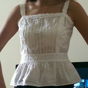 White floral peplum-cut top