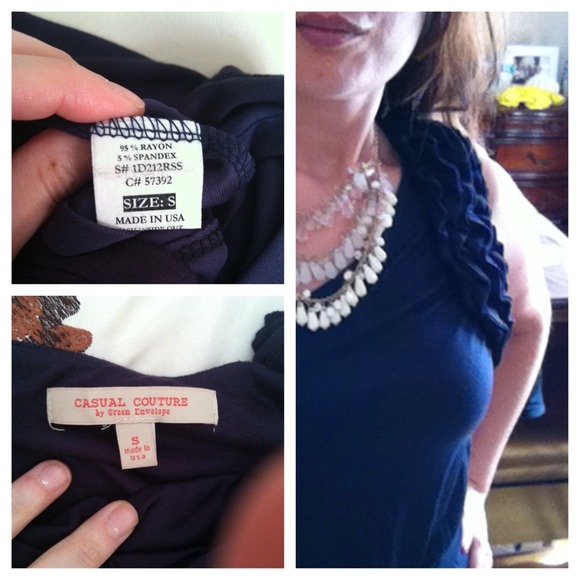 Navy Blue one Shoulder cocktail Dress - Picture 4 of 4