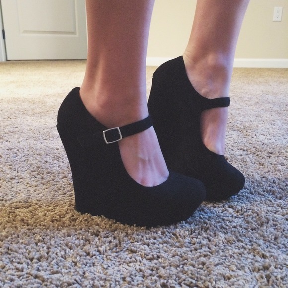 Black wedges, EXTREMELY comfortable.