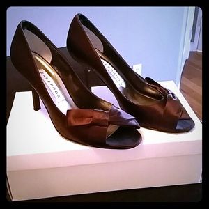 Chocolate Brown Satin Pumps