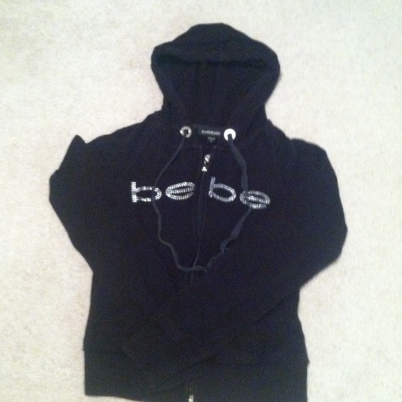 Bebe rhinestone studded hoodie small Swarovski