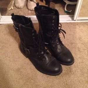 Black combat boots