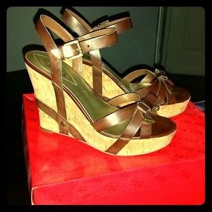 Brown Strappy Wedge Sandals