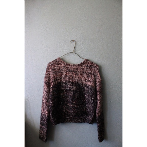 Pink, grey and black cropped knit sweater