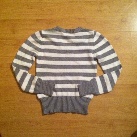 Girls Grey & White Striped Sweater - Picture 2 of 2