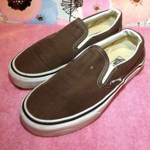 brown slip on vans